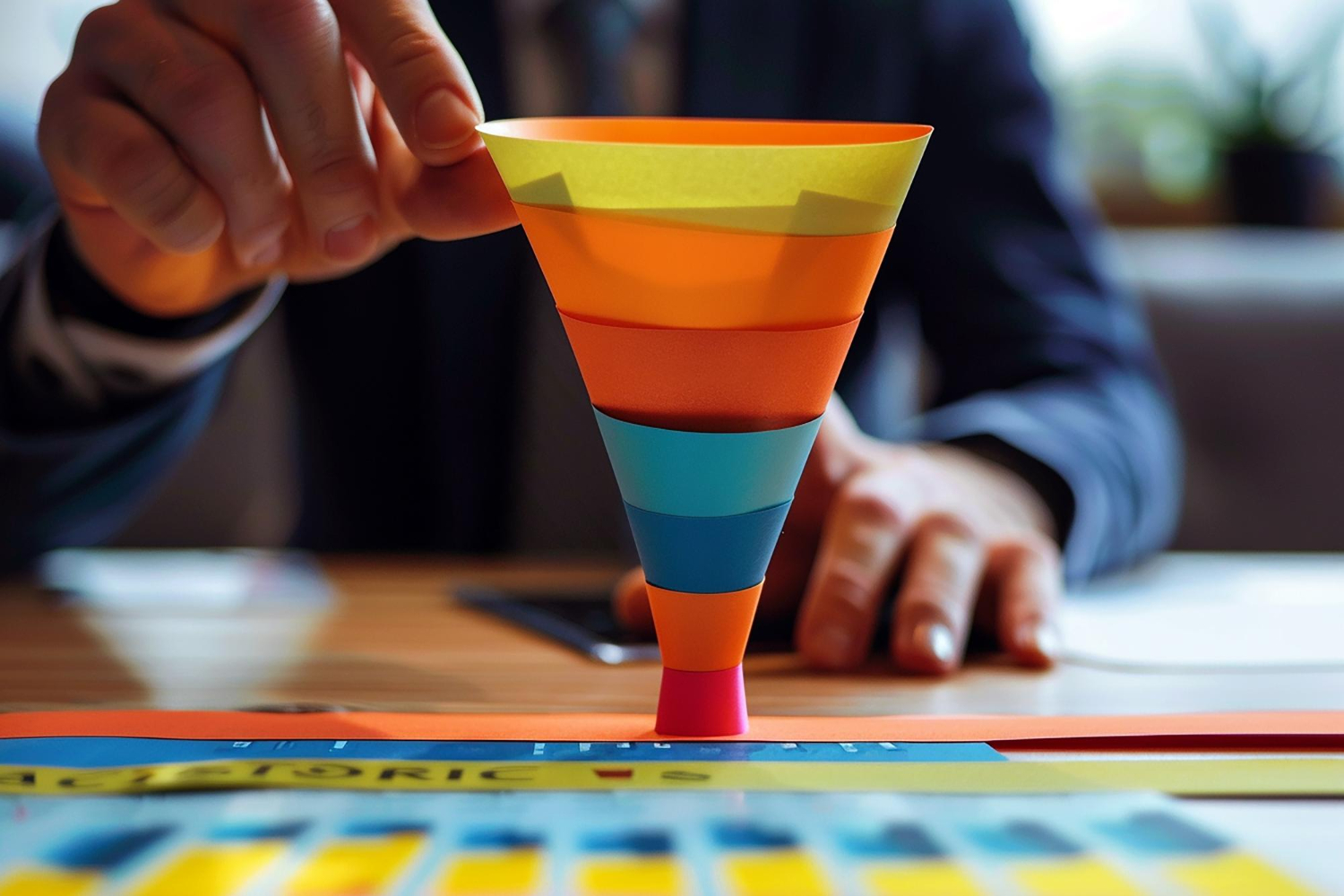 funil de papel como ilustração do tema funil de vendas